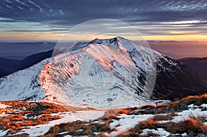 Majestic sunset in winter mountains landscape - Slovakia peak Ba photo