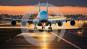 Majestic Takeoff: Airbus A380 Soaring Above a Vibrant Airport Terminal