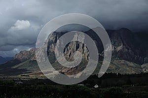 The majestic, textured face  Franschoek Mountains