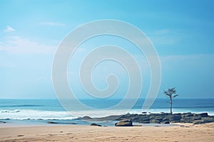 Majestic and tranquil view over calming beach scene