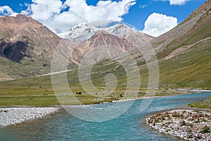 Majestic turquoise river in Tien Shan mountains