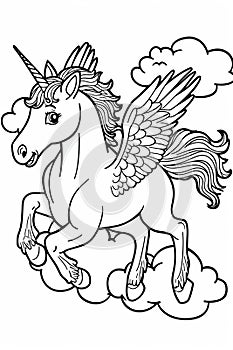 Majestic Unicorn With Wings Soaring in the Sky
