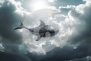 A majestic Vaquita glides through the clouds. Generative AI