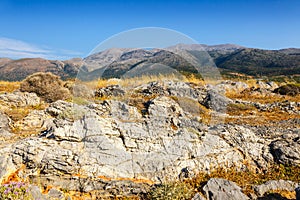 Majestic view of cretan landscape at sunset