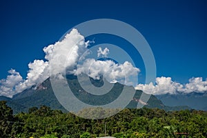 Majestic view of Doi Luang Chiang Dao in northern Thailand, the third highest mountain in Thailand