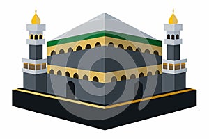 A majestic view of the Kaaba in white background
