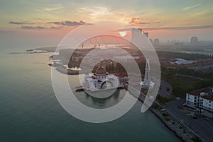 Majestic view of Malacca Straits Mosque during sunset