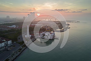 Majestic view of Malacca Straits Mosque during sunset