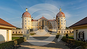 Majestic view of Moritzburg Castle near Dresden. Popular tourist destination