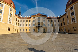 Majestic view of Moritzburg Castle near Dresden. Popular tourist destination