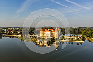 Majestic view of Moritzburg Castle near Dresden. Popular tourist destination