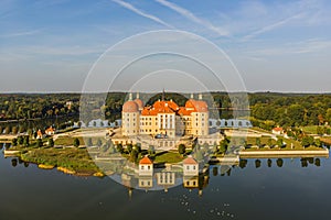 Majestic view of Moritzburg Castle near Dresden. Popular tourist destination