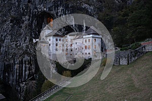 Majestic view of Predjama Castle in Slovenia.