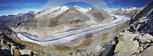 Majestic view to Aletsch glacier, the largest gracier in Alps an