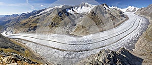Majestic view to Aletsch glacier, the largest gracier in Alps an photo