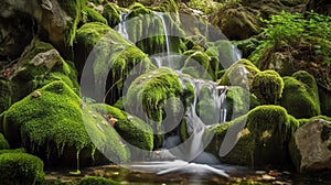Majestic Waterfall in Forest, Made with Generative AI photo
