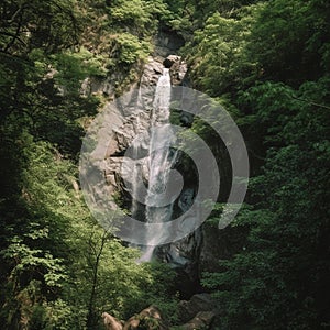 Majestic Waterfall in Lush Green Surroundings