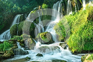Majestic Waterfall in Lush Nature Landscape