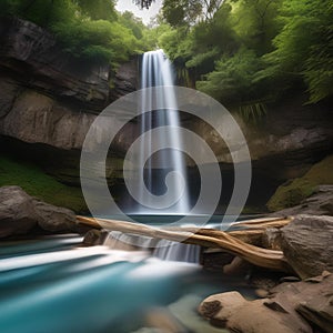 A majestic waterfall plunging into a crystal clear pool2 photo