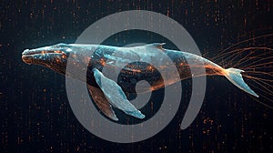 Digital Whale Swimming Through Binary Code
