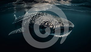 Majestic whale shark glides through tropical sea generated by AI