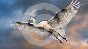 Majestic White Egret in Flight