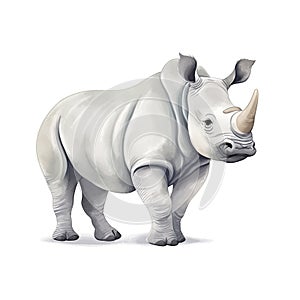 Majestic White Rhino Illustration - Lifelike Wildlife Artwork photo