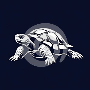 Majestic White Turtle Dark Background Graphic Design photo