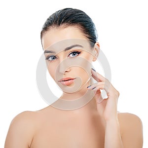 Majestic woman`s beauty. Portrait of beautiful girl over white background. Beauty treatment, cosmetology, spa, health care, body