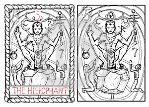 The major arcana tarot card. The hierophant