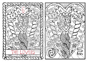 The major arcana tarot card. The lovers