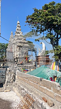 Major building work to the walls and monuments at Legian beach at Kuta Bali on Melasti street