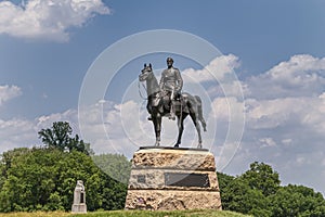 Major-General George Meade statue at Gettysburg Battlefield, PA, USA