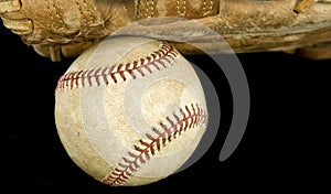 Major league baseball and glove