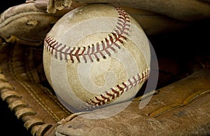 Major league baseball and glove