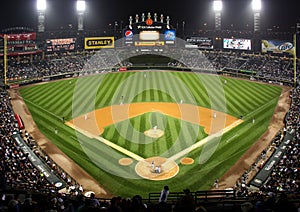 Major League Baseball at Night in Chicago