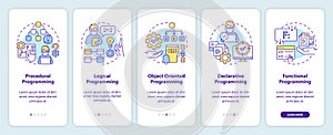 Major programming paradigms onboarding mobile app screen