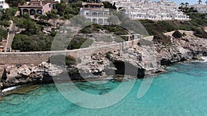 Majorca beach, 4k video of Cala Romantica beach on the coast of Manacor, northeast of Majorca island