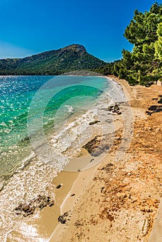 Majorca, beautiful beach landscape of Platja de Formentor