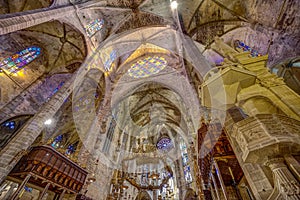 Majorca cathedral interior roof in hdr
