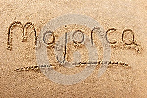 Majorca mallorca summer beach holiday writing message