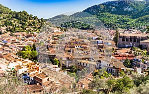 Majorca, overview of old mediterranean village of Esporles