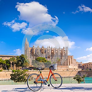 Majorca Palma Cathedral Seu and bicycle Mallorca photo