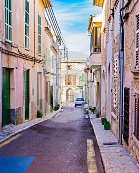 Majorca Spain, street at the mediterranean town of Felanitx