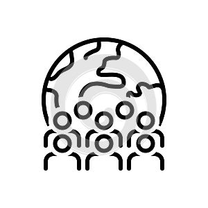 Black line icon for Majority, many and mass