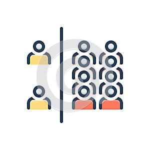 Color illustration icon for Majority, many and mass