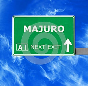 MAJURO road sign against clear blue sky