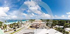 Majuro town centre aerial view, Central Business district, Marshall Islands, Micronesia, Oceania.