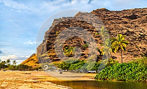 Makaha Beach Park in West Oahu Island, Hawaii photo