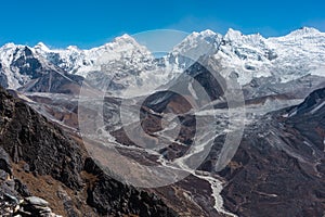 Makalu mountain peak, fifth highest mountain peak in the world, Himalaya mountain range in Everest base camp trekking route, Nepal